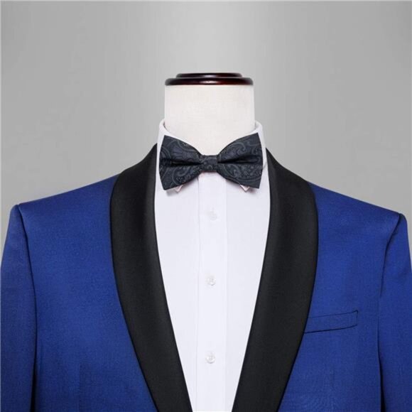 Paisley Striped Bow Tie for Men Silk Pre-Tied Bowtie Pocket Square Cufflinks Set - Picture 2 of 5